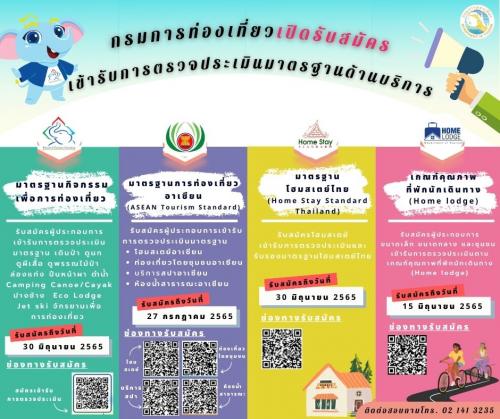 ประชาสัมพันธ์เชิญชวรผู้ประกอบการขอรับตรวจประเมินและรับรองมาตรฐานการท่องเที่ยวอาเซียนและชุมชนท่องเที่ยว